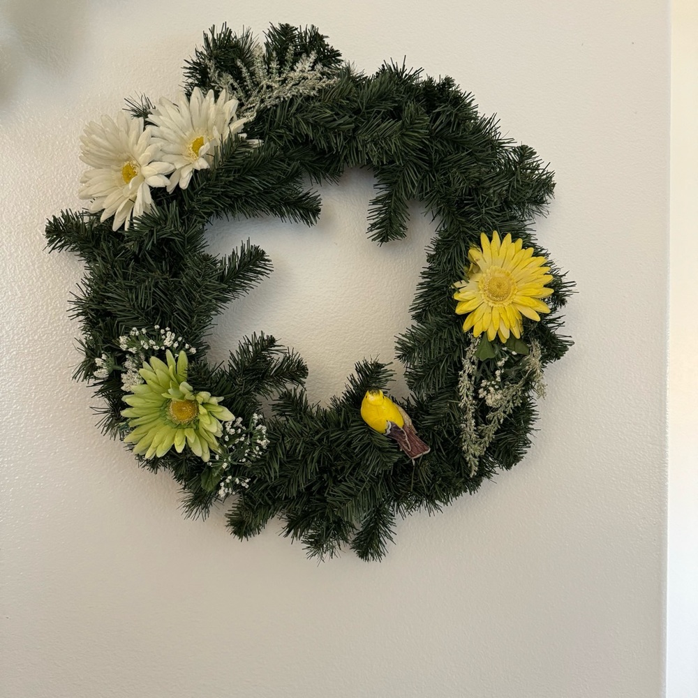 Spring Wreath Summer Wreath with Flower for Front Door Indoor Wall Window Decor…